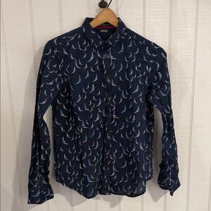 Saint James Dark Blue Shirt with Multicolor Sailboat Design